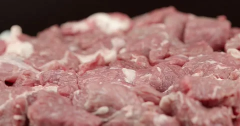 Cutted beef meat closeup rotating loopable Stock Footage 151768793