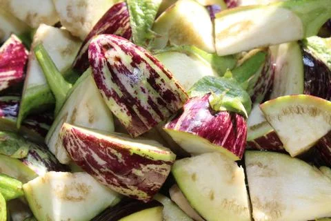 Cutted Brinjal  as background Stock Photos