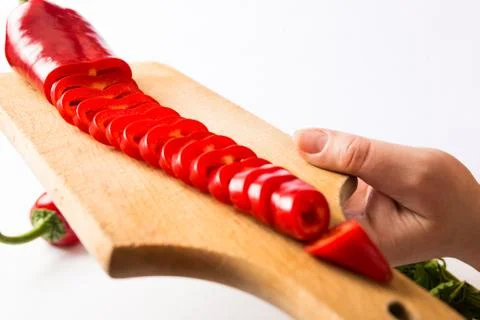 Cutted capa pepper on a board Foto stock