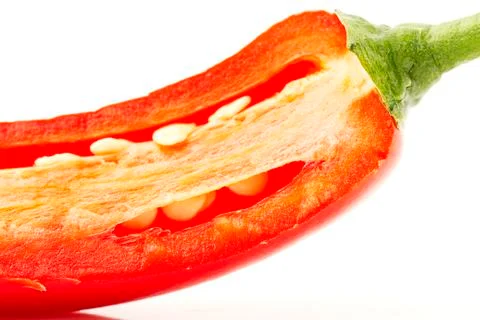 Cutted chili macro Stock Photos