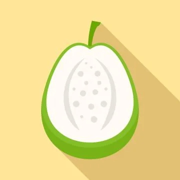 Cutted guava icon, flat style Stock Illustration