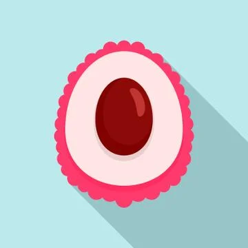 Cutted lychees icon, flat style Stock Illustration