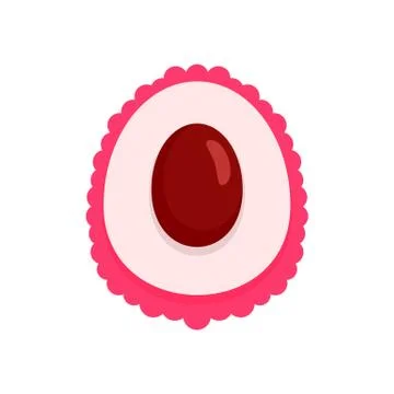 Cutted lychees icon, flat style Stock Illustration