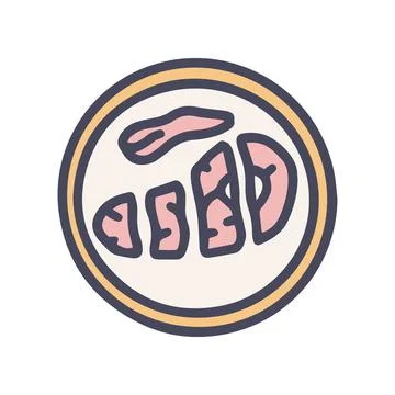 Cutted meat color vector doodle simple icon Stock Illustration