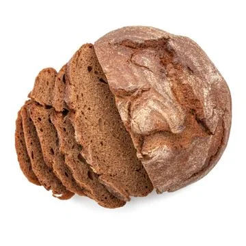 Cutted rye round bread isolated on white background top view 写真素材