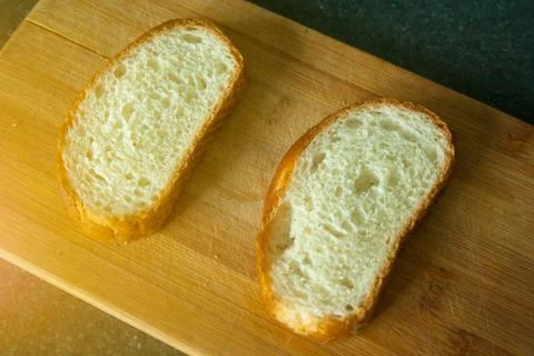 Cutted two slices of bread Stock Photos