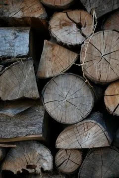 Cutted wood ready for fire close up background modern high quality print Stock Photos