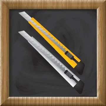 Cutter on blackboard 库存插图