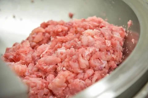 Cutter for chopping meat at a meat processing plant. Industrial cutter at the Stock Photos