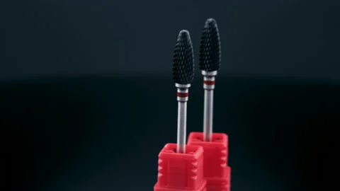 Cutter For Electric Machine To Remove The Nail Polish Stock Footage 148948564