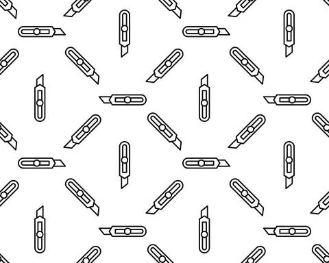 Cutter knife icon pattern seamless isolated on white background. Editable fil Stock Illustration