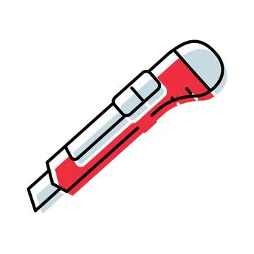 Cutter knife tool with red accent lines Stock Illustration