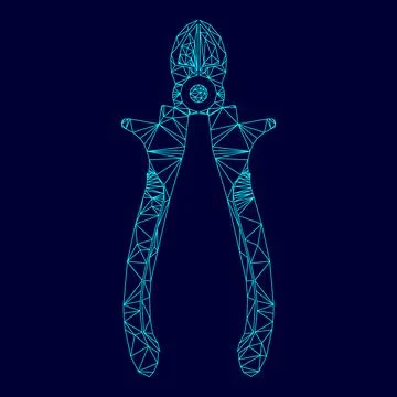 Cutter low poly triangulation triangulated polygonal electric cyan blue vibra Stock Illustration
