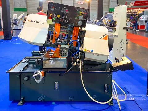 Cutter machine for scan part working show it to customers in Metalex exhibition Stock Photos