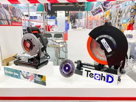 Cutter machine for scan part working show it to customers Stock Photos