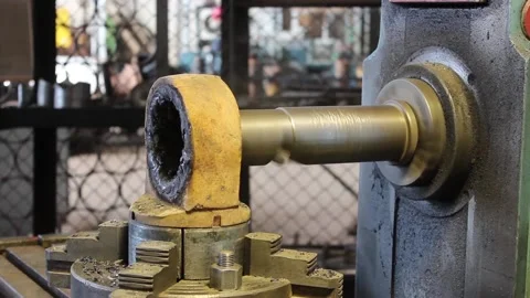 The cutter rotates in the milling machine and processes the workpiece. Stock Footage 124576643