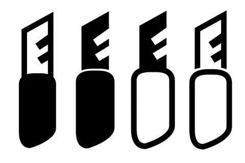 Cutter, simple set 4 vector icon, silhouette and outline Stock Illustration