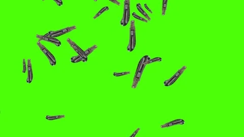 Cutter tools falling animation loop , green screen chroma key Stock Footage 127023807