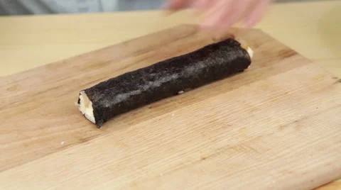Cutting and arranging fresh rice sushi Stock Footage 59559736
