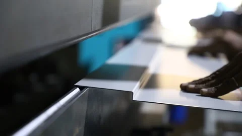 Cutting and bending a metal sheet  by  cnc control metal sheet bending machine Stock Footage 130272255