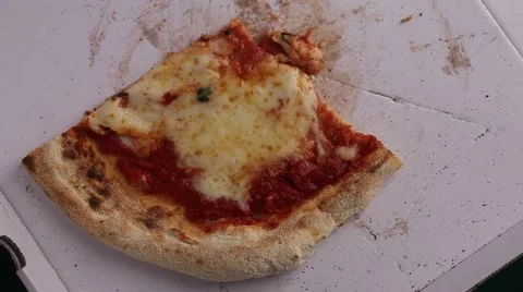 Cutting and eating a pizza slice delivered at home Stock Footage 67382290