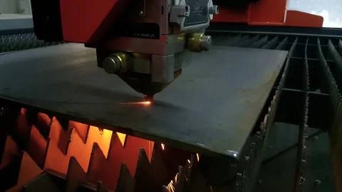 Cutting and processing of metal on a high-precision laser cnc machine Stock Footage 147112517