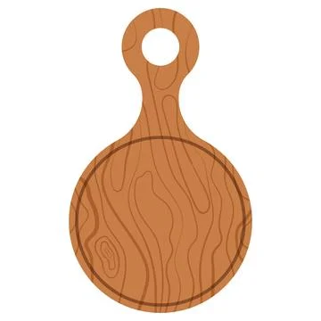 Cutting and serving pizza round kitchen board with a handle and a hole in handle Stock Illustration