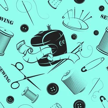 Cutting and Sewing seamless pattern background Stock Illustration