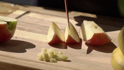 Cutting Apple Stock Footage 77961168