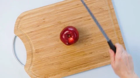 Cutting An Apple Stock Footage 87655289