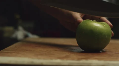 Cutting an apple in half Stock Footage 52528683