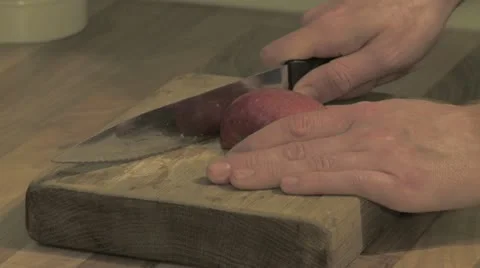 Cutting an apple S LOG pro res Video stock 18192907