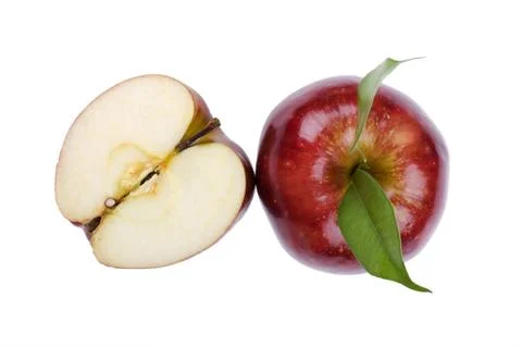 Cutting apple on white Stock Photos