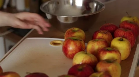 Cutting apples for apple juice Video stock 50256250