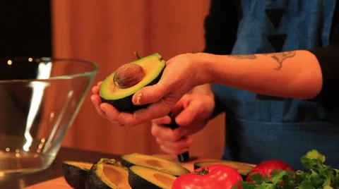 Cutting Avocado Stock Footage 37412926