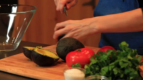 Cutting an Avocado like a Pro Stock Footage 37412215