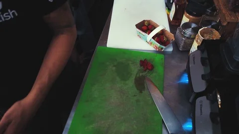 Cutting a Banana Stock Footage 79728287