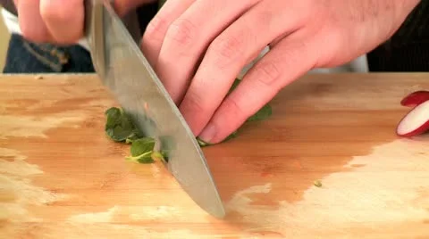 Cutting Basil Leafs Stock Footage 10898544