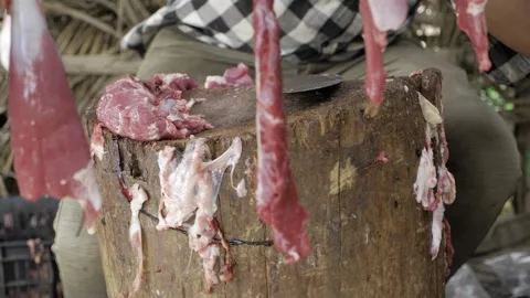Cutting Beef - A Close-Up Look at the Age-Old Art Stock Footage 320944441