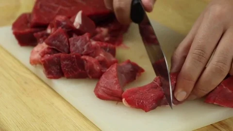 Cutting beef Stock Footage 78142413