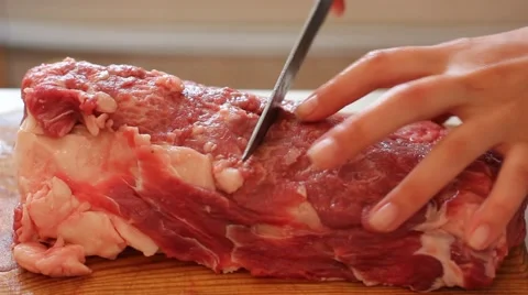 Cutting beef meat Stock Footage 41380482