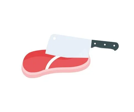 Cutting beef meat, Pieces of raw roast beef meat logo design. Illustrazione stock
