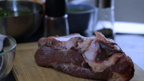 Cutting beef ribs Stock Footage 120462452
