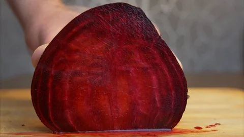 Cutting Beet into Slices Stop Motion Animation Stock Footage 115987864