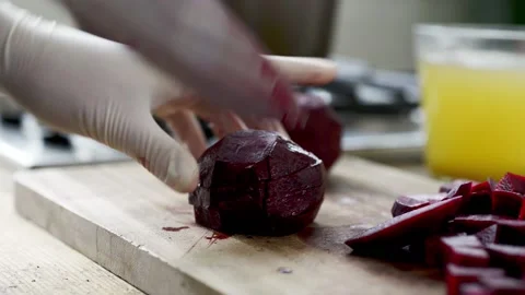 Cutting beetroot Stock Footage 140268805