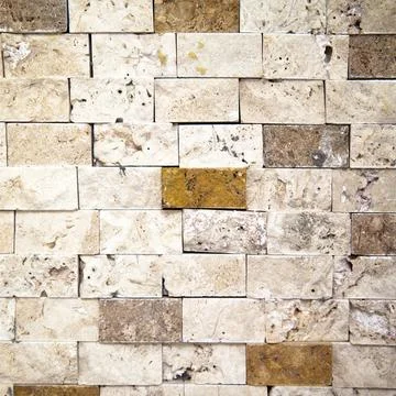 Cutting beige marble wall rectangular, seamless lined up Stock Photos