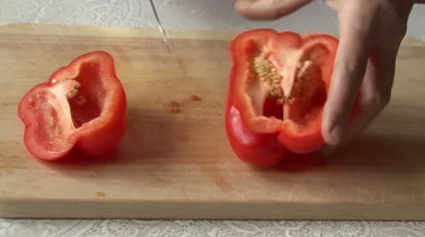 Cutting Bell pepper. Stock Footage 59329527