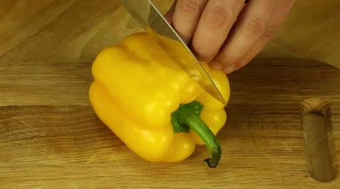 Cutting bell peppers Stock Footage 62244969