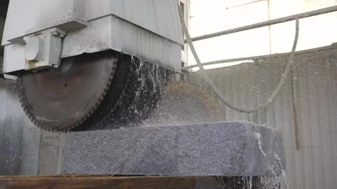 Cutting at the big marble stone factory Stock Footage 140633937