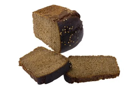 Cutting black bread macro Stock Photos